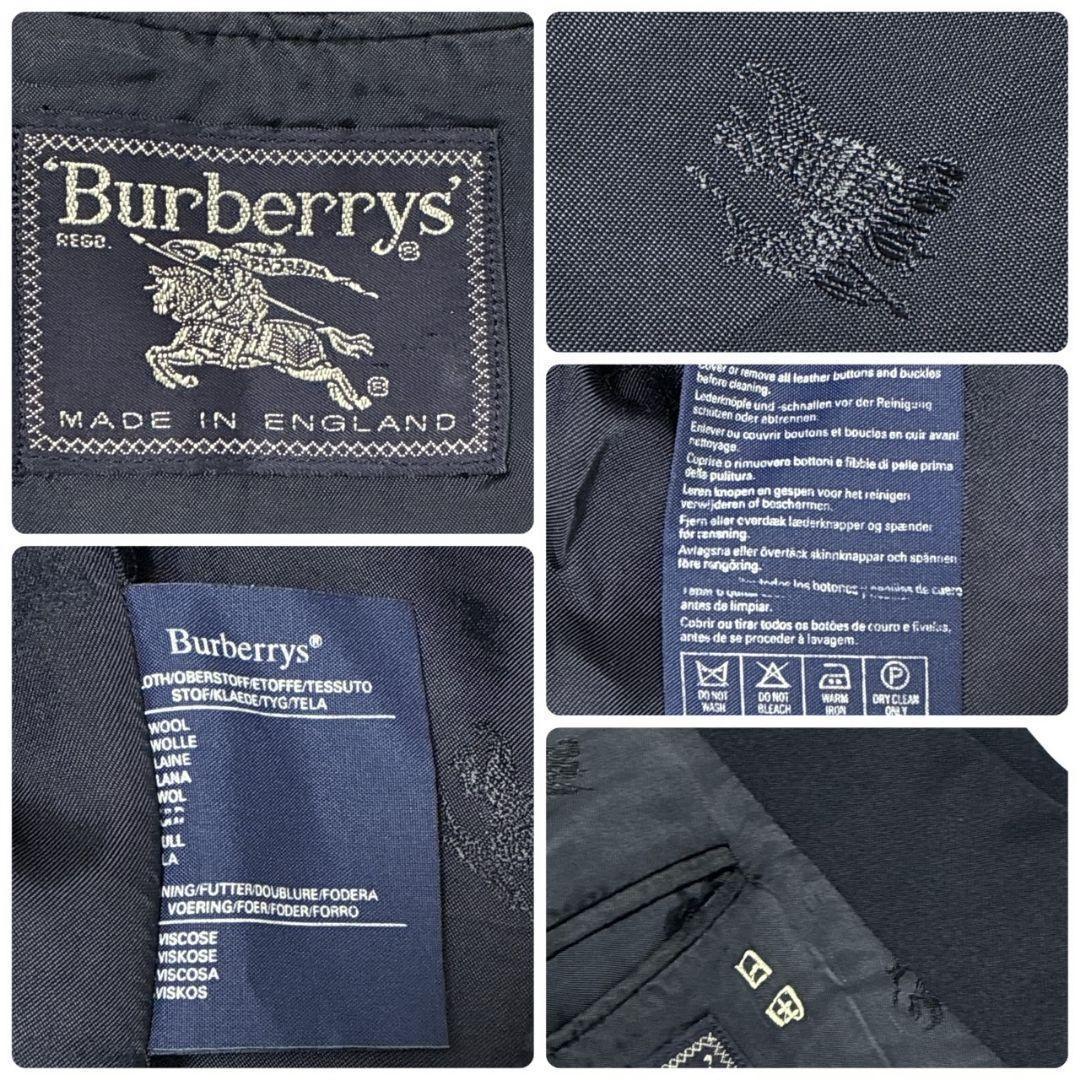 【美品】Burberrys バーバリー ダブル ジャケット 紺ブレ カシミヤ混