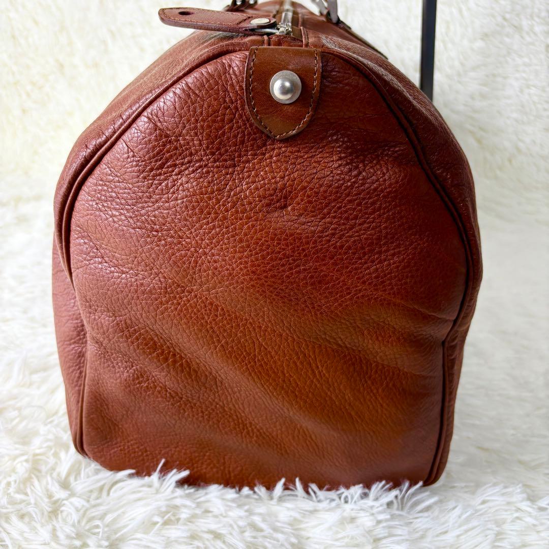 agnes b. アニエスベー　ボストンバッグ　オールレザー　本革　茶色　鍵付き