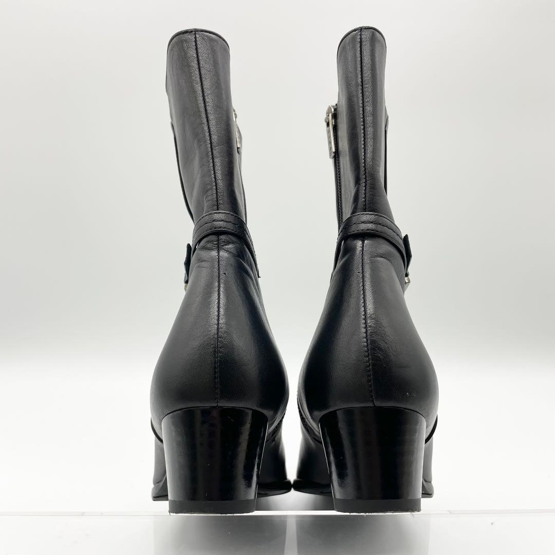 【美品】REGAL リーガル ショートブーツ サイドジップ レザー 黒 22.5