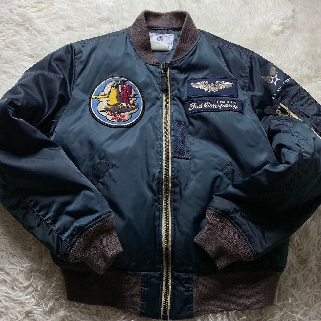 美品■テッドマン フライトジャケット MA-1 ネイビー 42