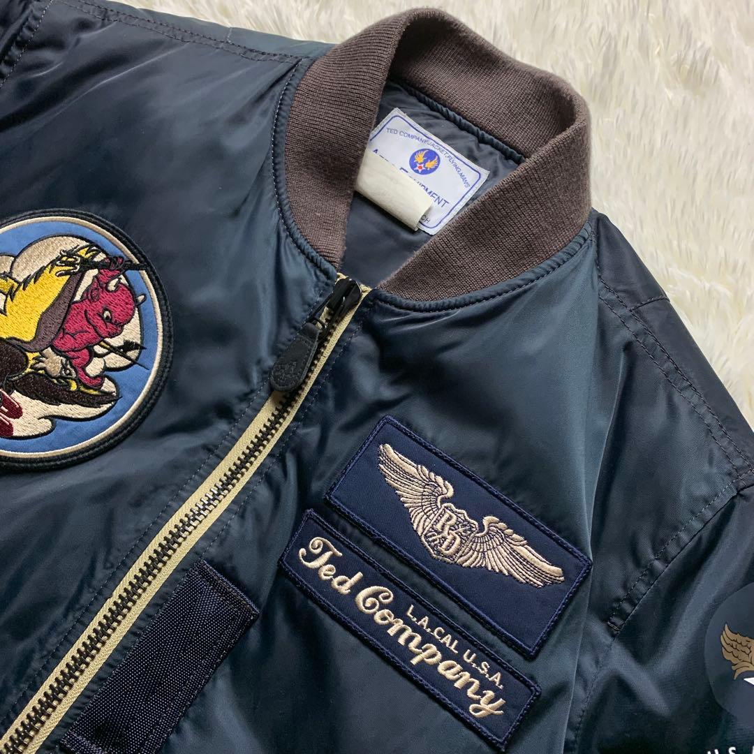美品■テッドマン フライトジャケット MA-1 ネイビー 42