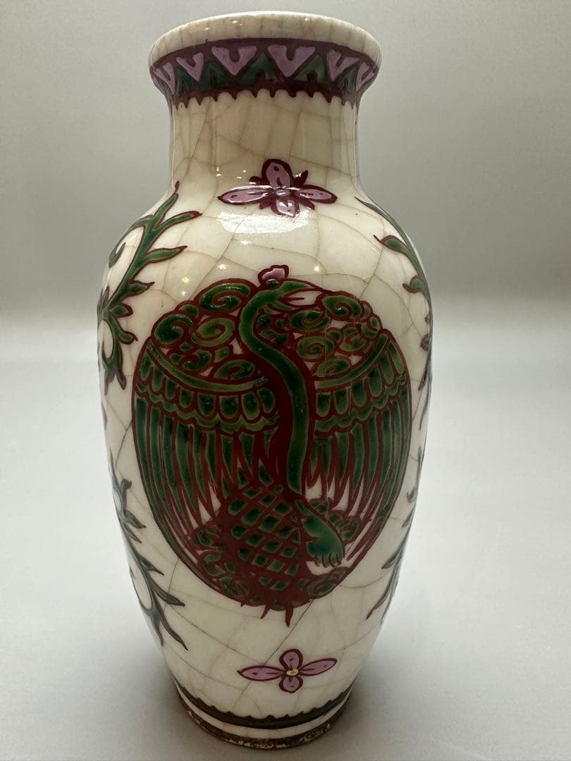 中国 色絵 鳳紋 瓶 16.5cm