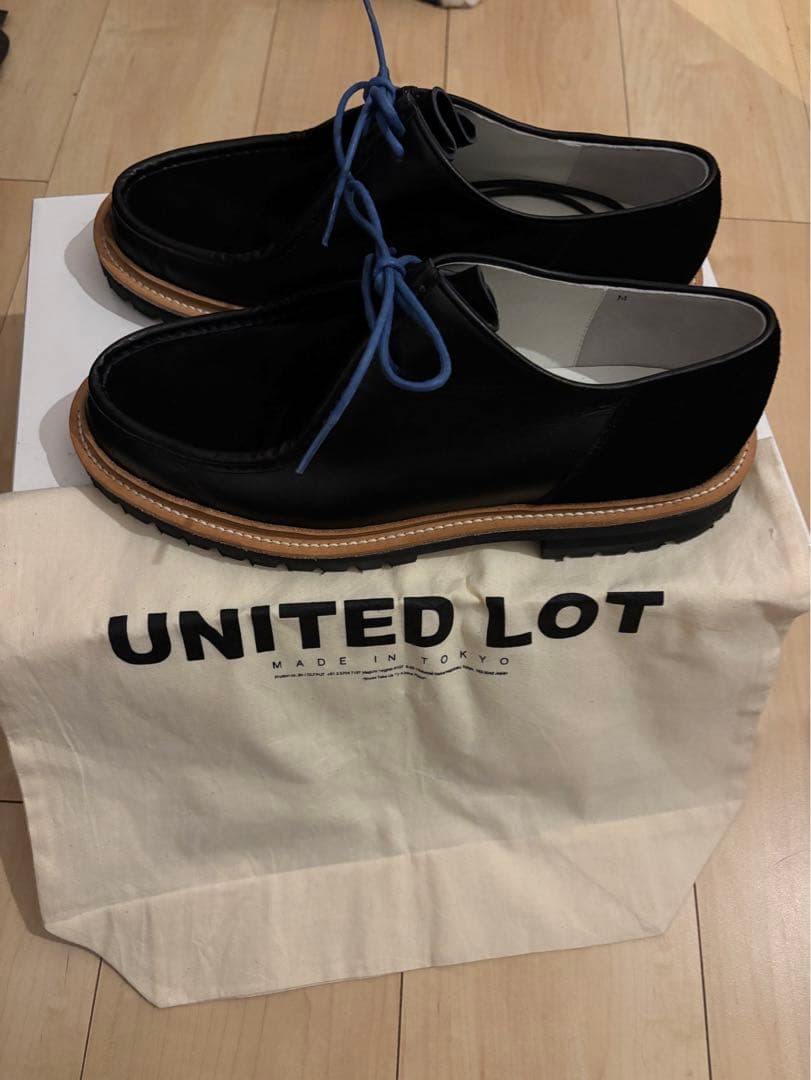 UNITED LOT 黒 スエード モカシン 靴 収納袋付き