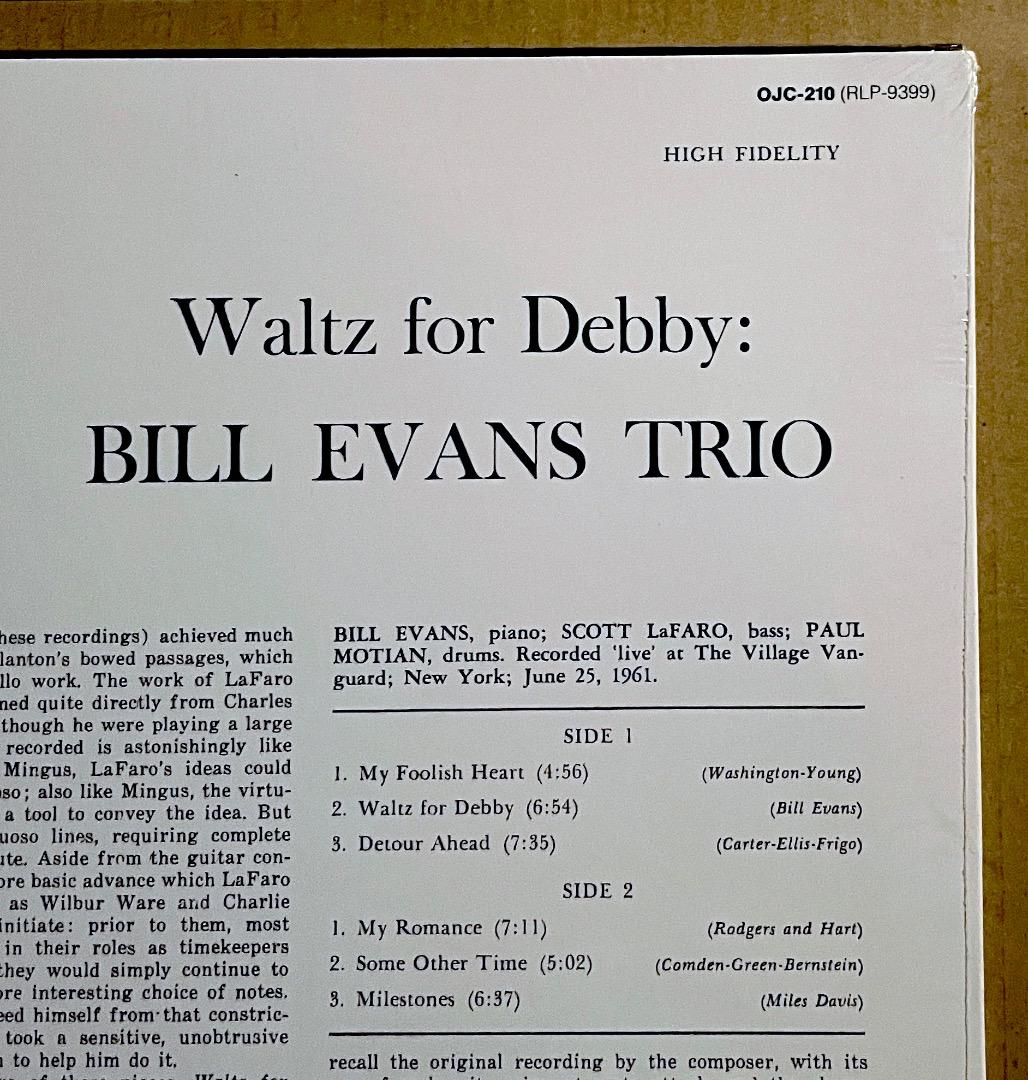 OJC US盤 85年規格 Bill Evans Waltz For Debby