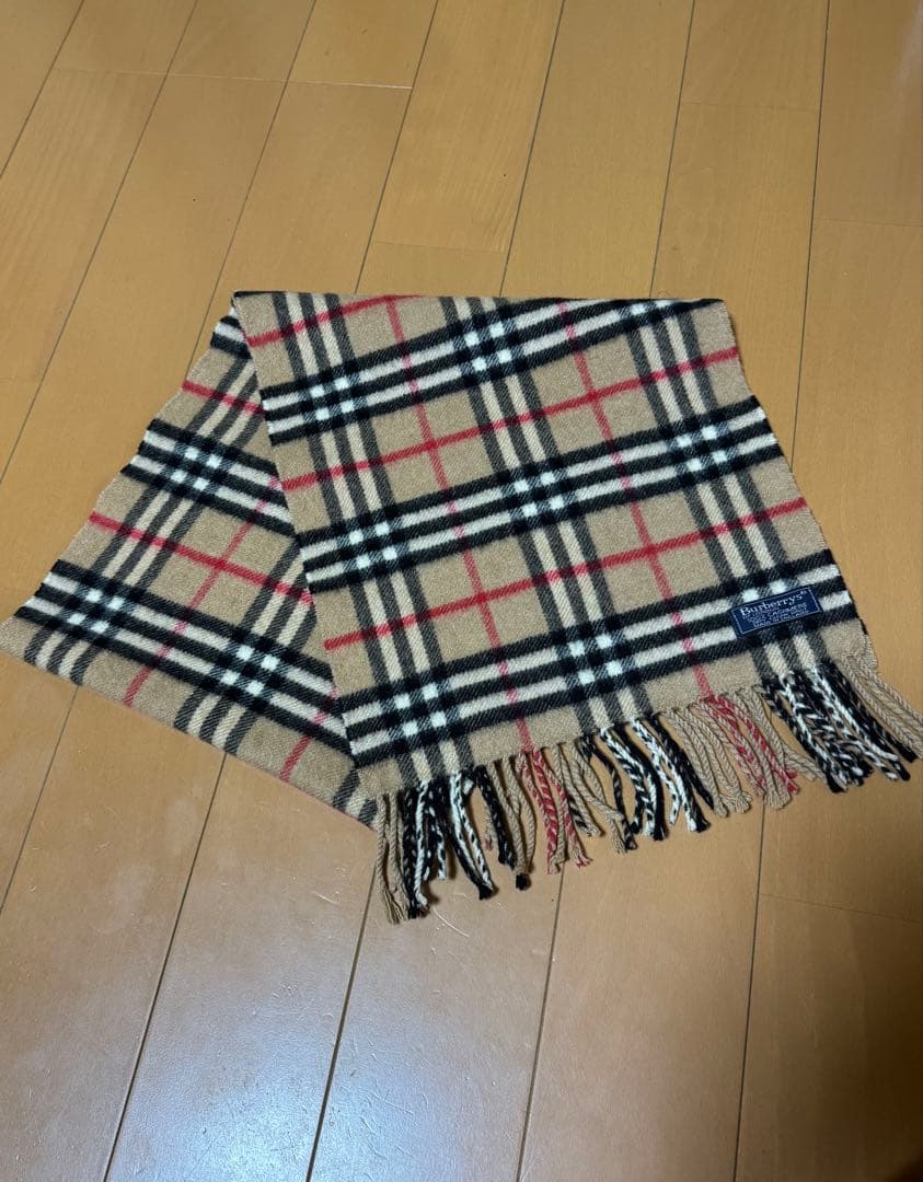 バーバリー マフラー 英国製 ノバチェック ベージュ 90年代 美品 カシミヤ