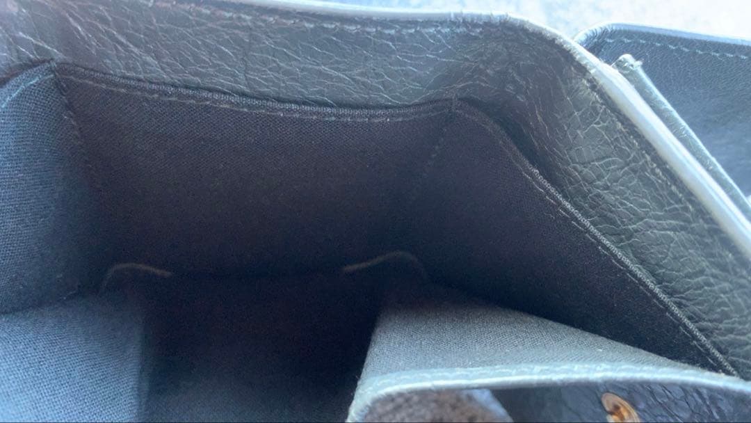 バレンシアガ　三つ折り財布　クラシック　ミニウォレット　しわ加工　ネイビー