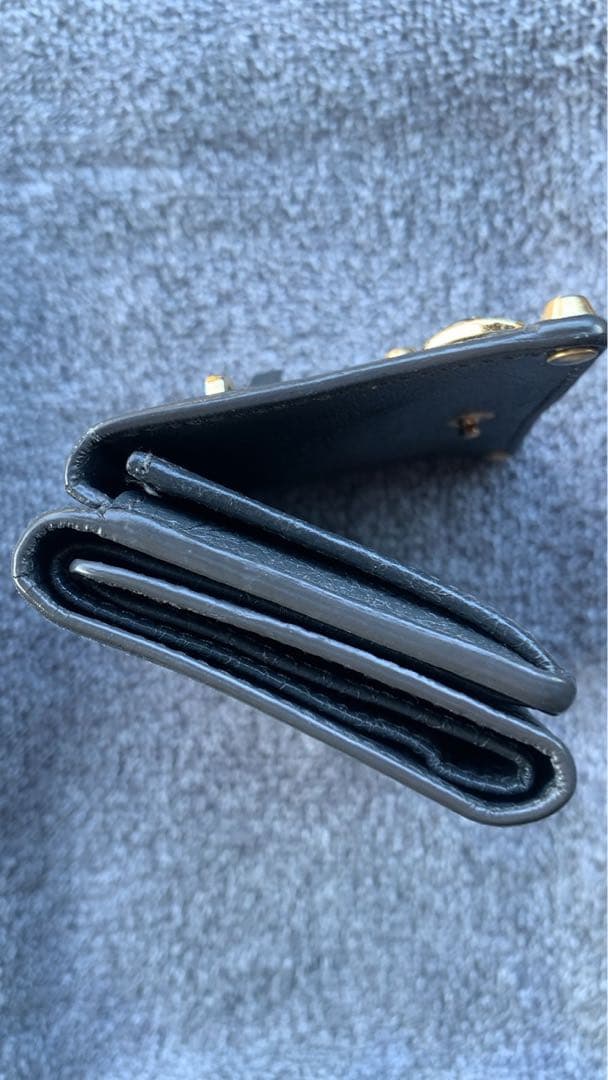 バレンシアガ　三つ折り財布　クラシック　ミニウォレット　しわ加工　ネイビー