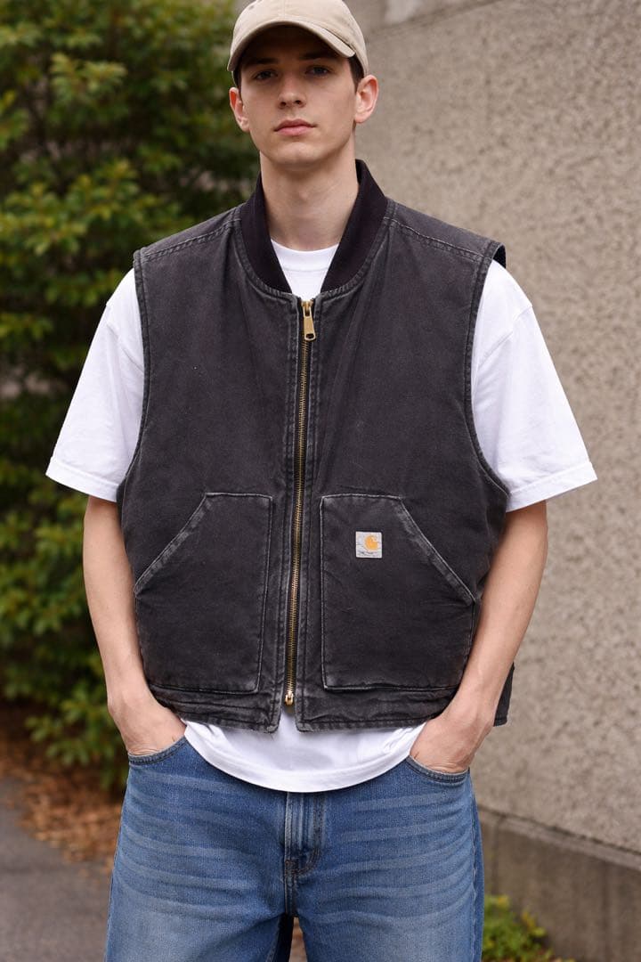 90s 00s Carhartt ダックベスト ブラック キルト