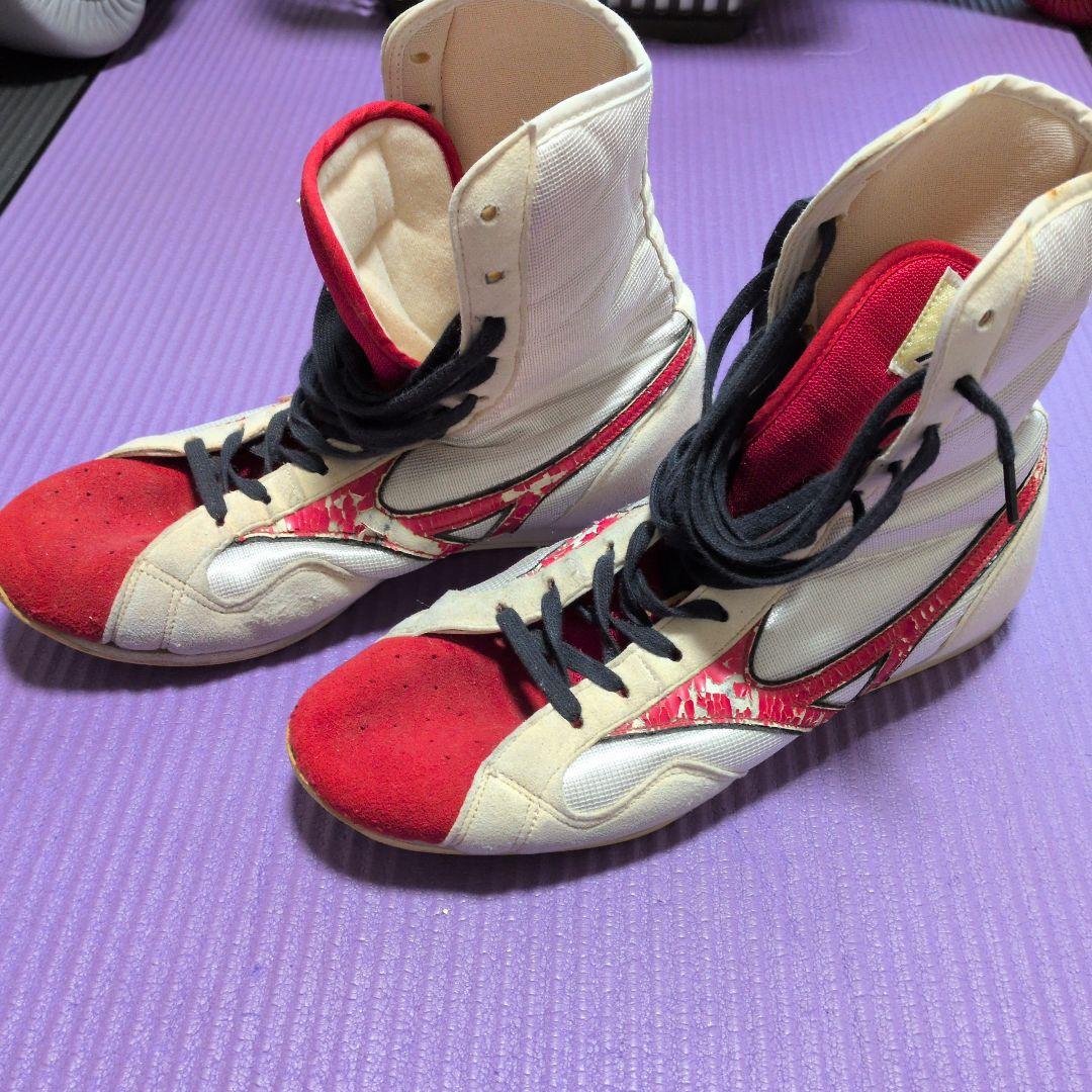 Mizuno ボクシングシューズ ハイカット ホワイト/レッド