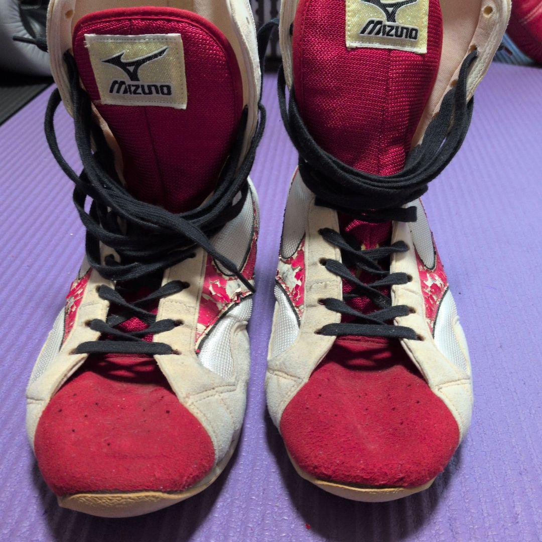 Mizuno ボクシングシューズ ハイカット ホワイト/レッド