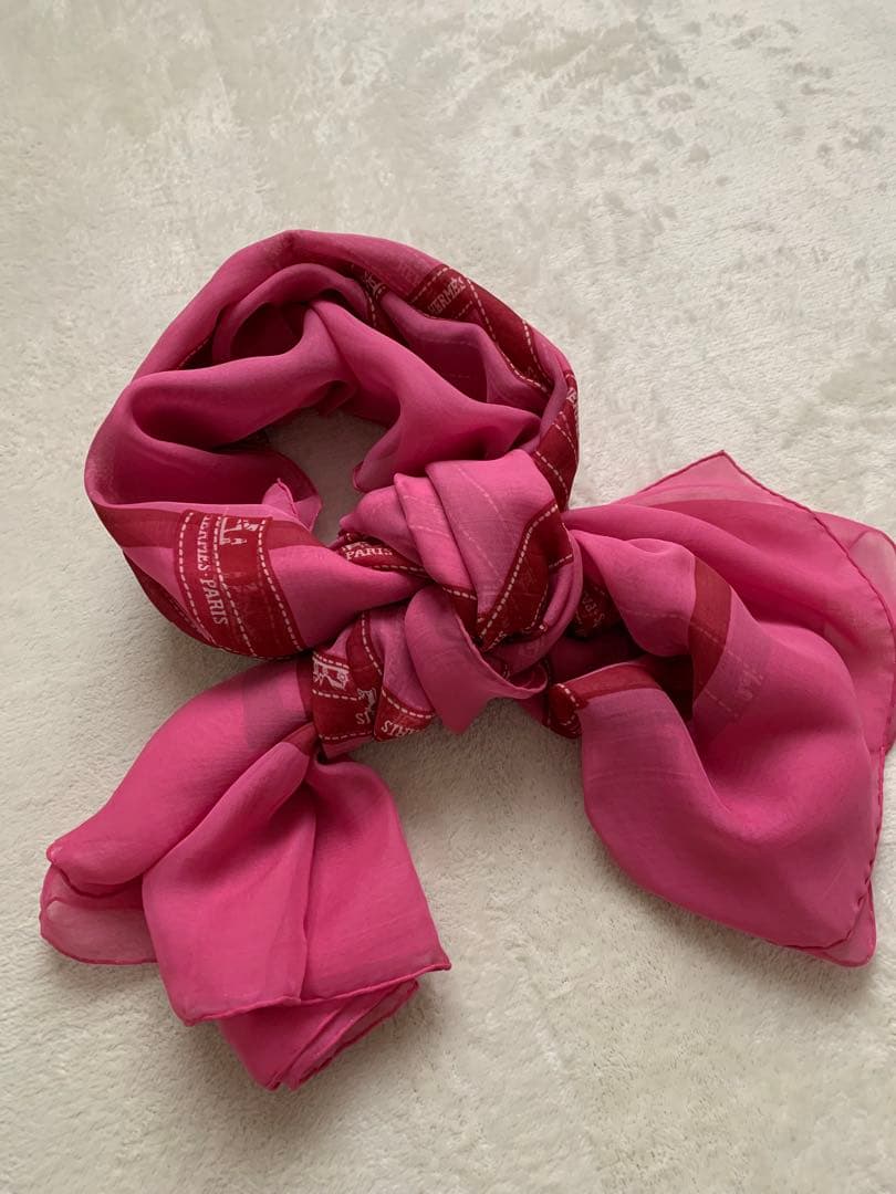 HERMES エルメス☆ ボルデュックリボンピンク⭐︎シルクシフォンストール
