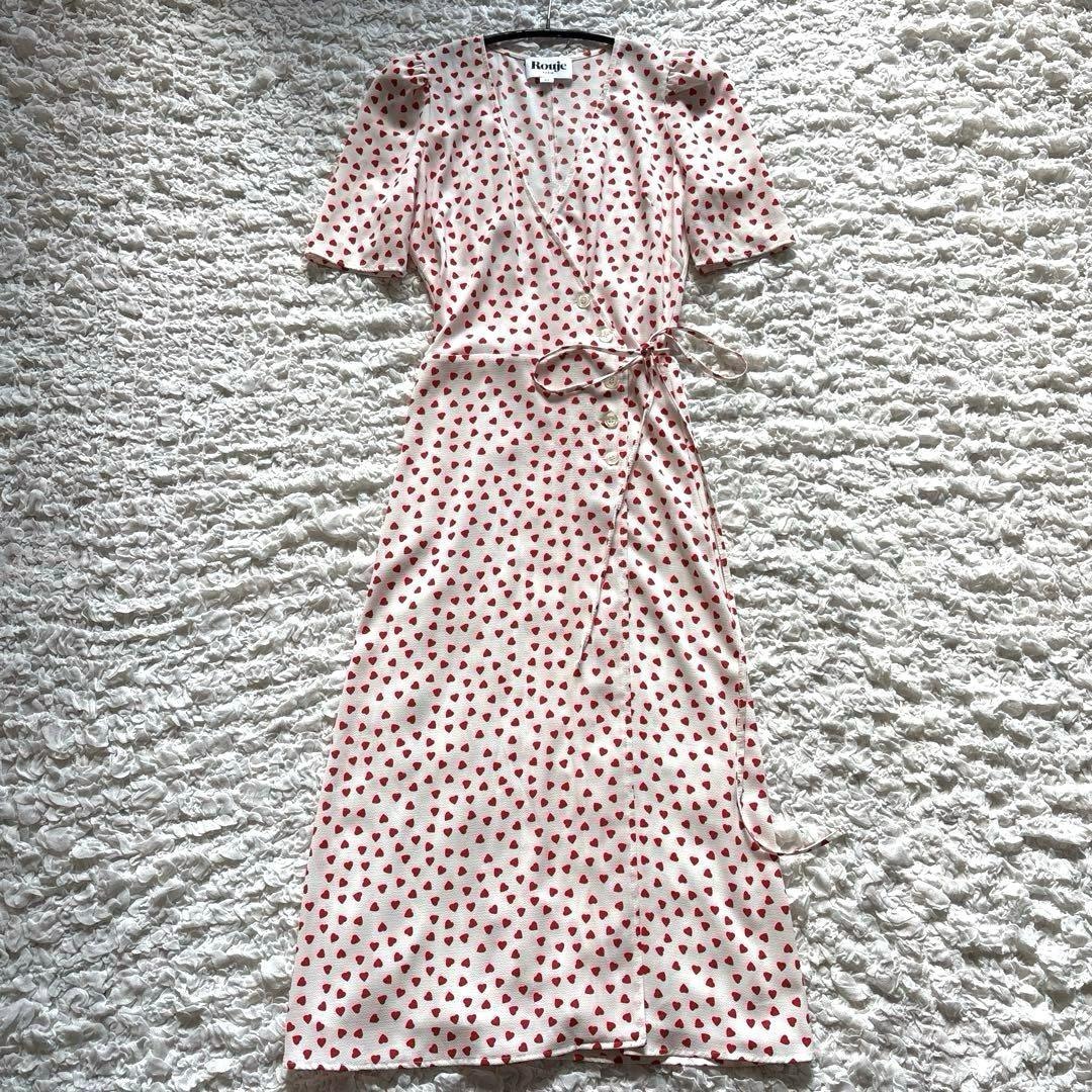 Rouje Paris Gabin ハート ワンピース 34 白 赤 ルージュ