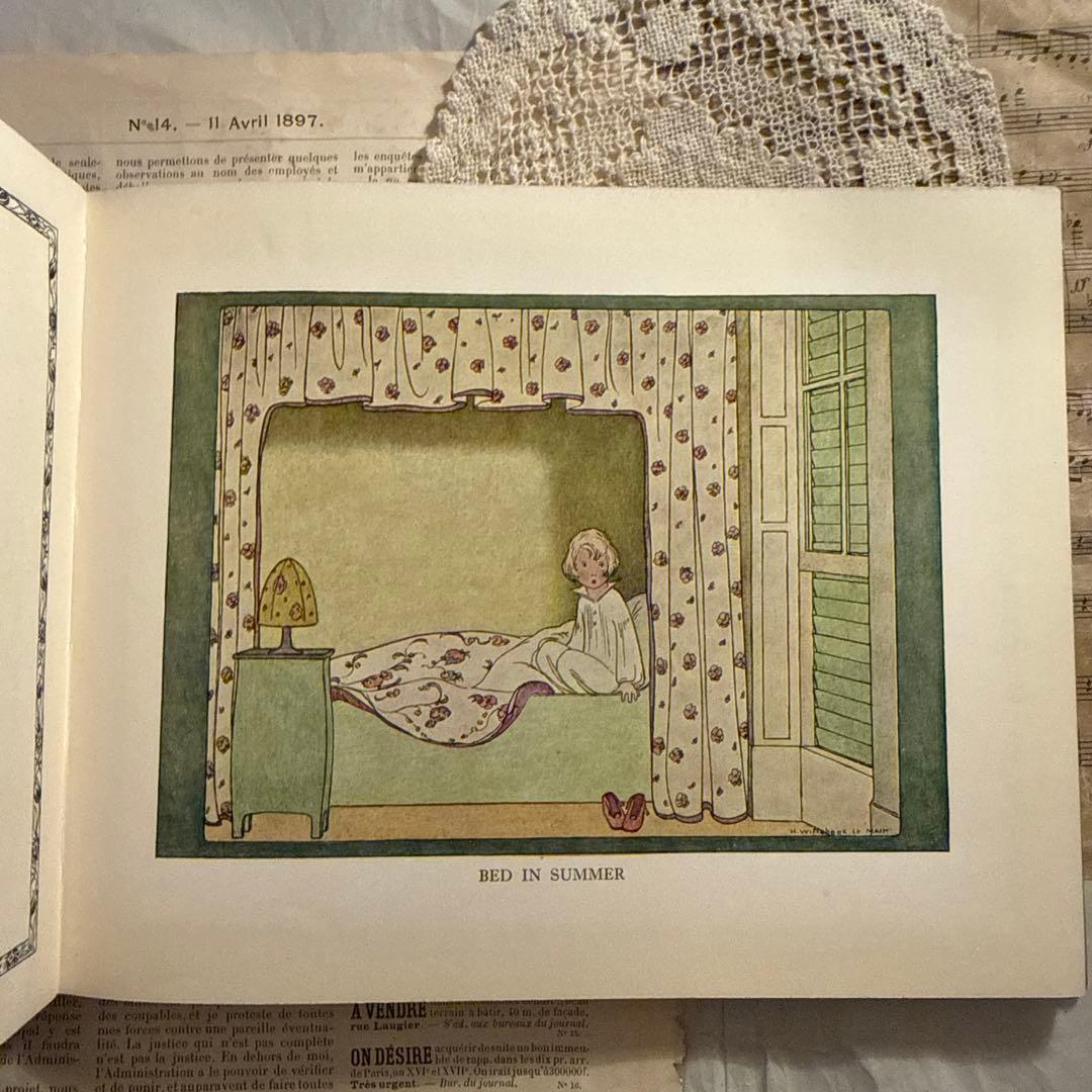 1931年アンティーク愛らしい絵本ルメール洋書　古書ジャンクジャーナル素材　額装