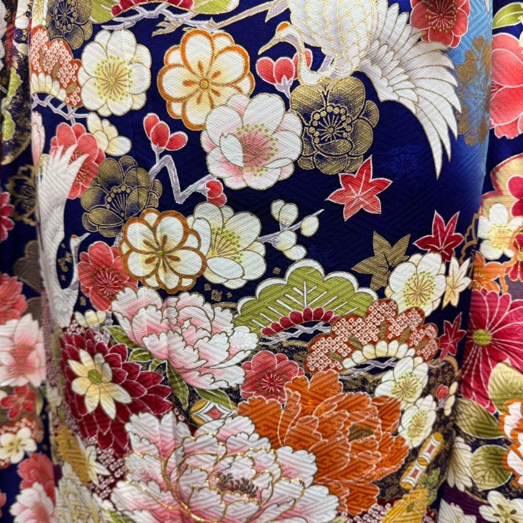 美品　京友禅　古典　地紋　駒刺繍　金彩　パール加工　フルセット　振袖　振り袖