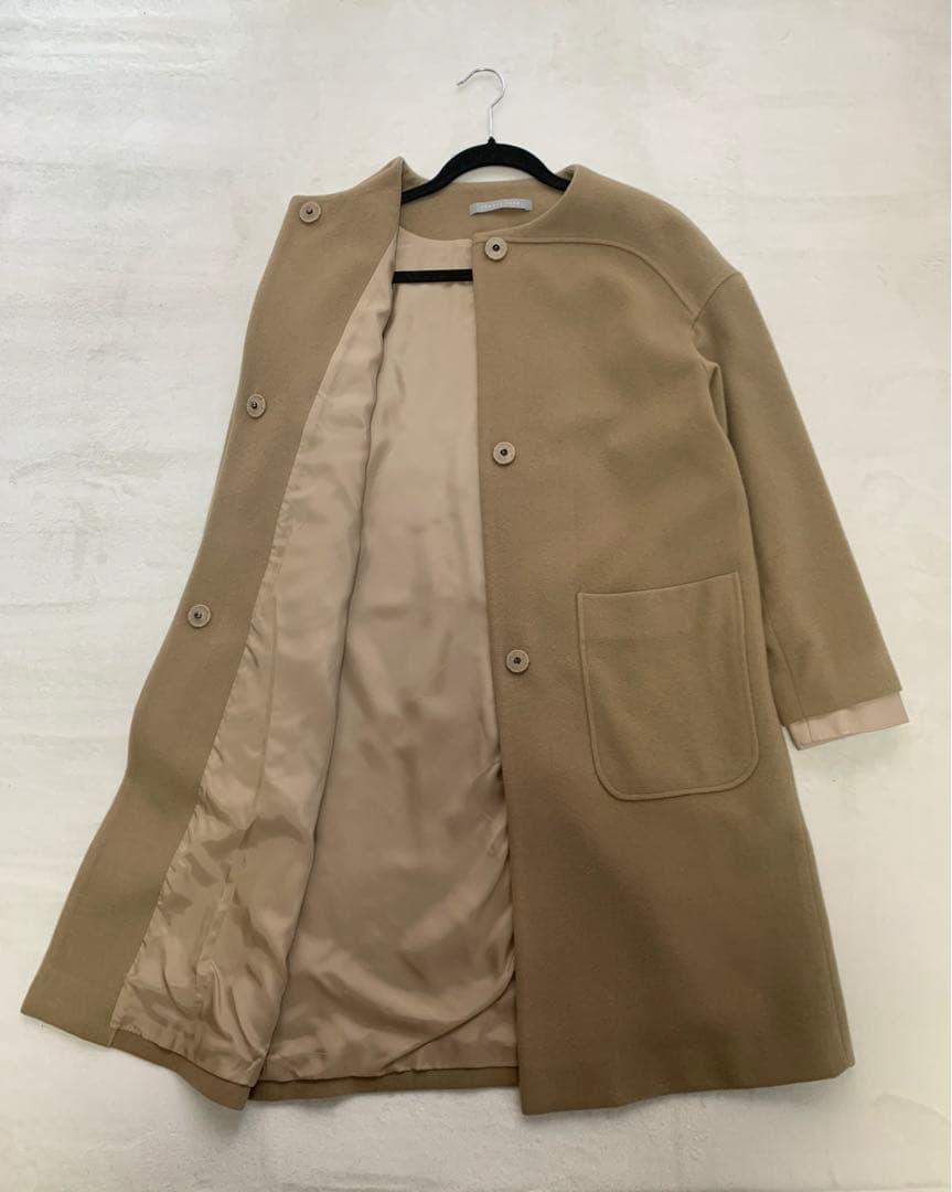【定価9万】Theory luxe ウール ノーカラーコート ベージュ（M）