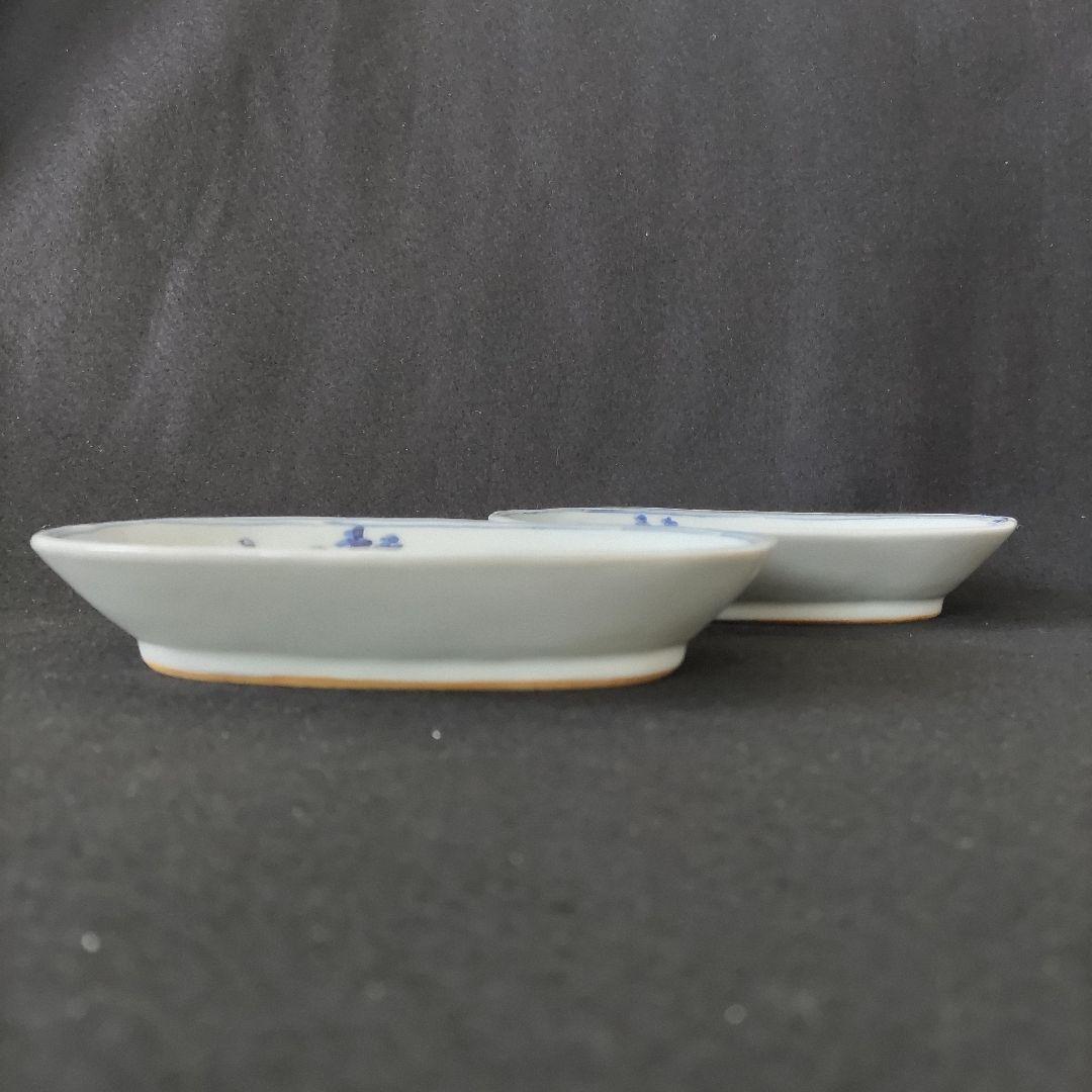 高橋芳宣　染付山水長円皿(2客)　中古品