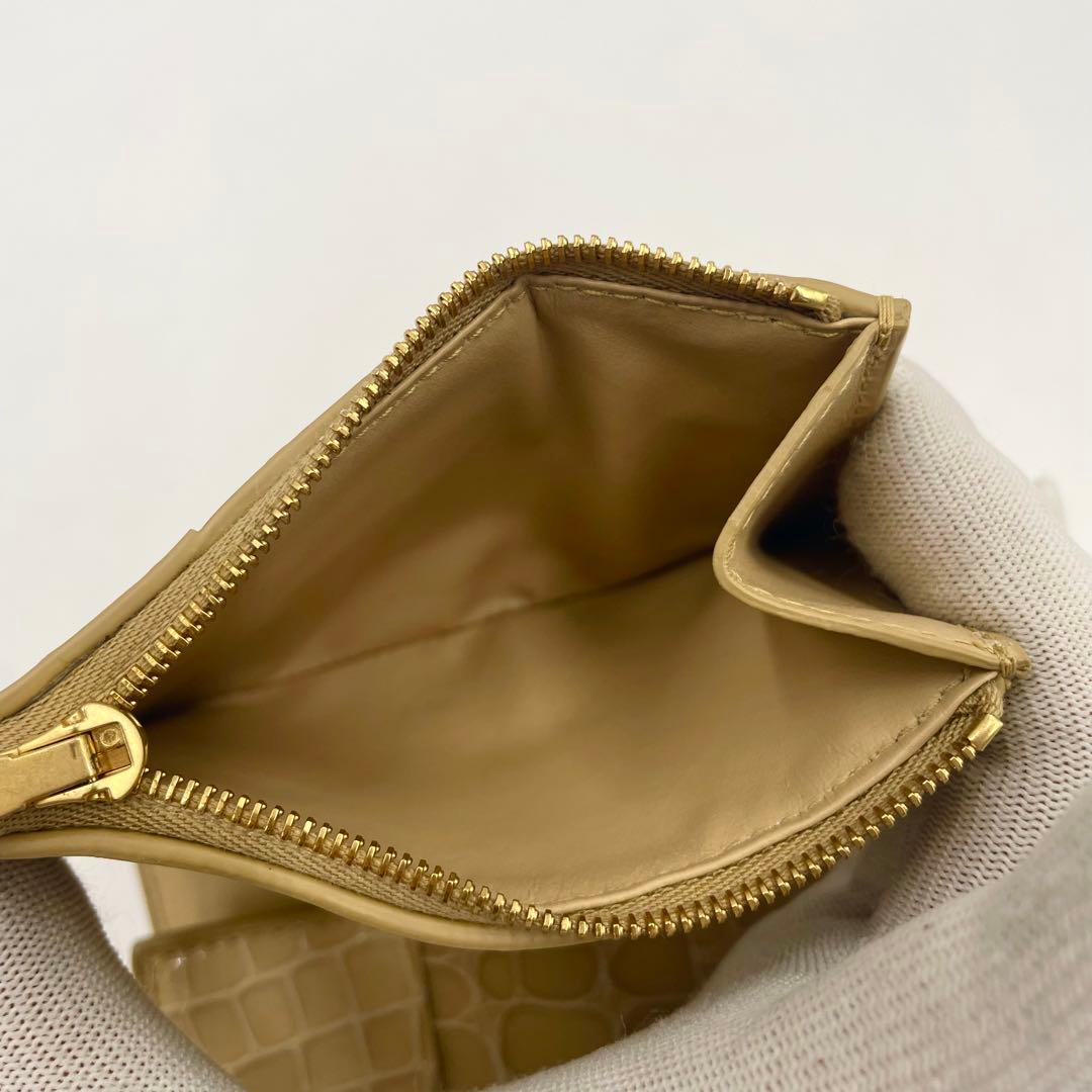 極美品✨ボッテガ カセット クロコダイル プラリネ コンパクトウォレット折り財布