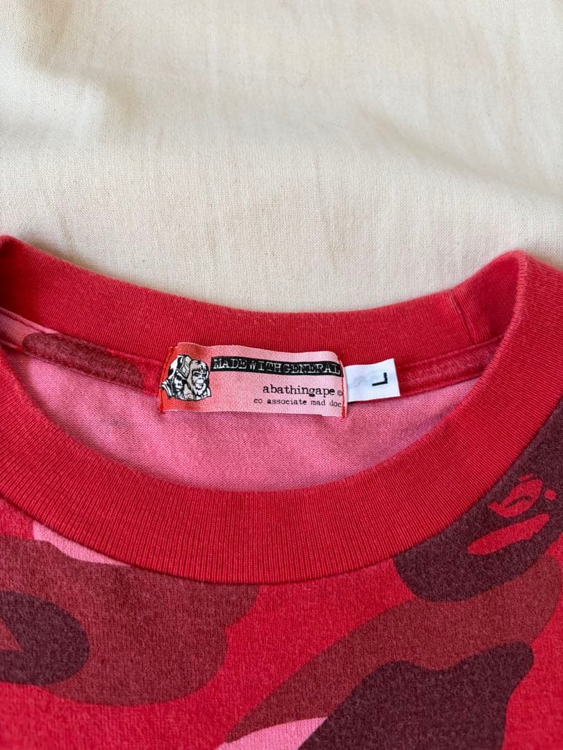 00s BAPE レッドカモ ファレルカモ ロンT L NIGO期 USED加工