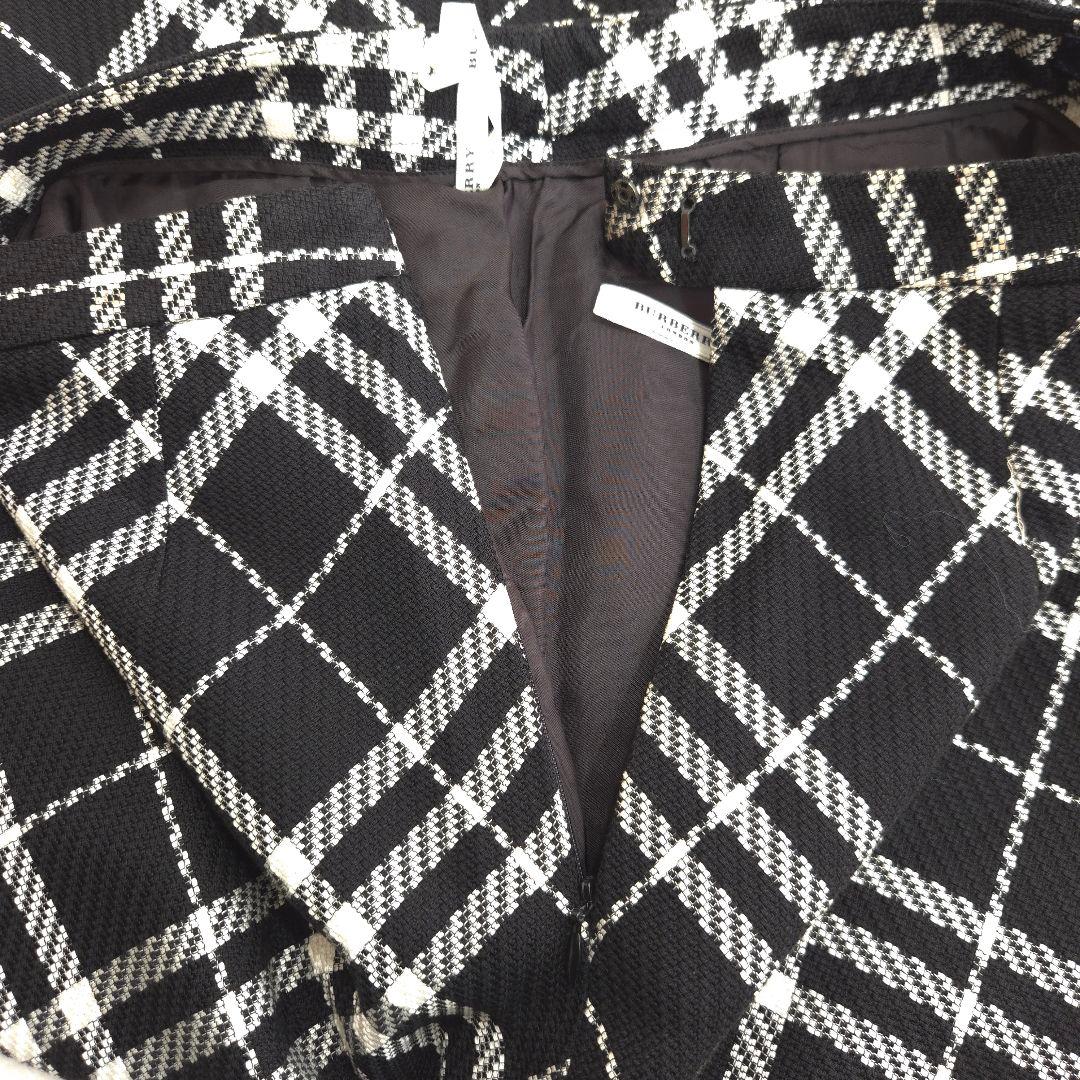 BURBERRY バーバリー 38 M ロング スカート チェック フレア 黒