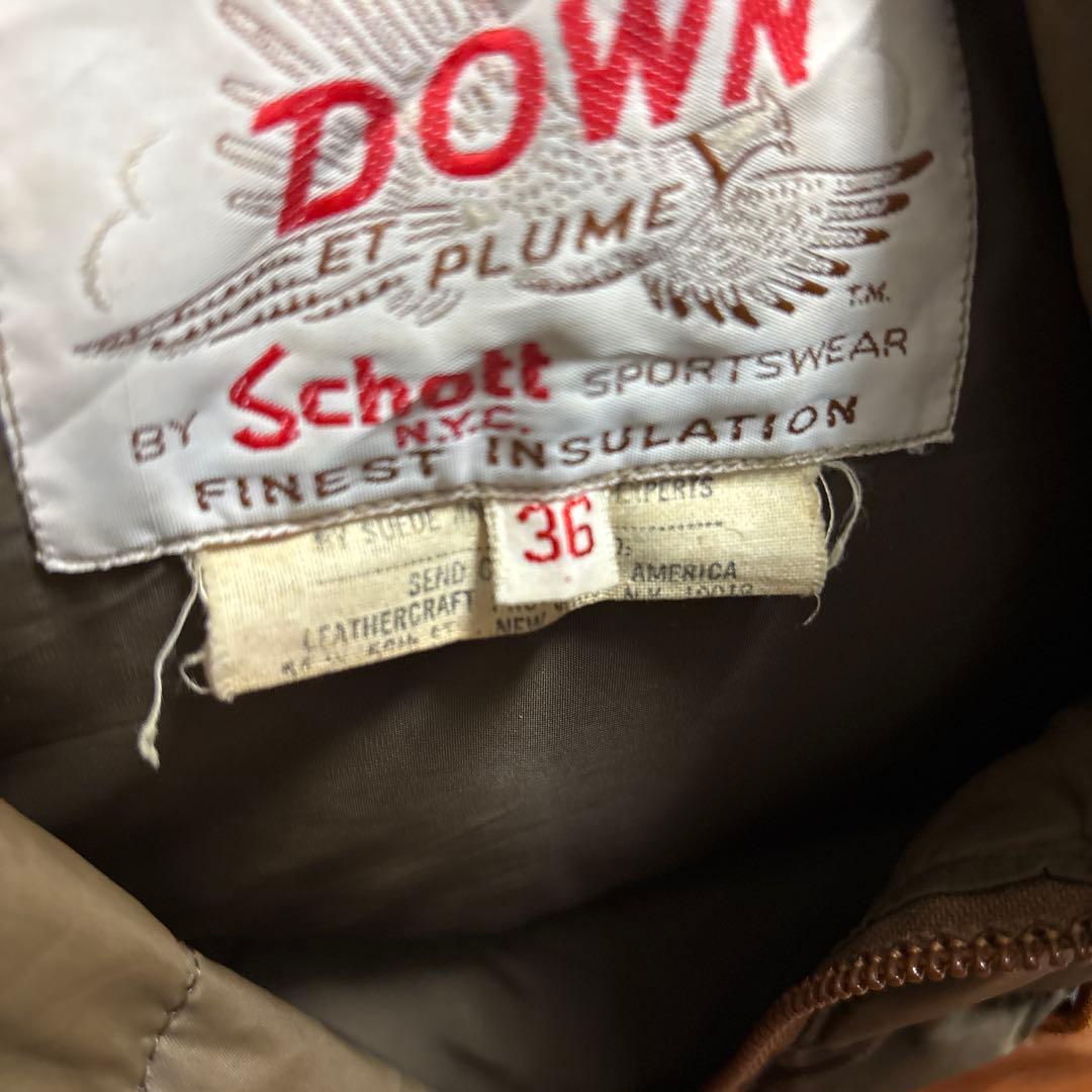 トップス SCHOTT LEATHER DOWN VEST