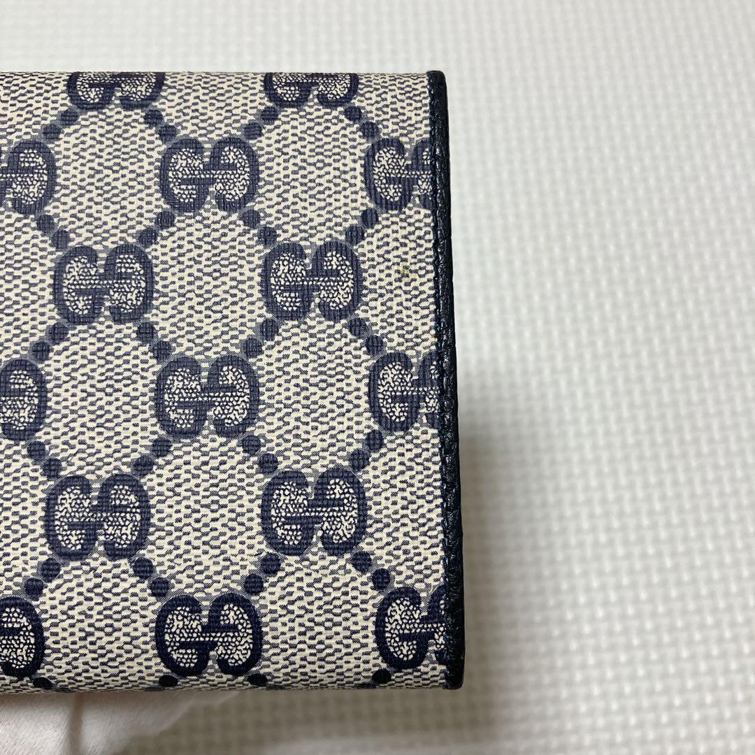 未使用　OLD GUCCI グッチ　レザー三つ折り財布　 ネイビー　紺