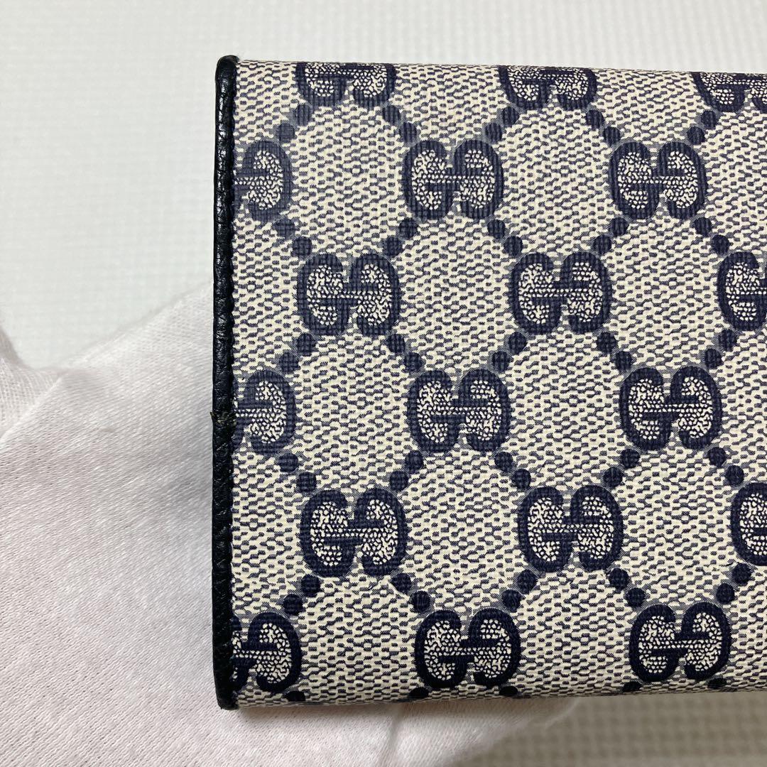 未使用　OLD GUCCI グッチ　レザー三つ折り財布　 ネイビー　紺