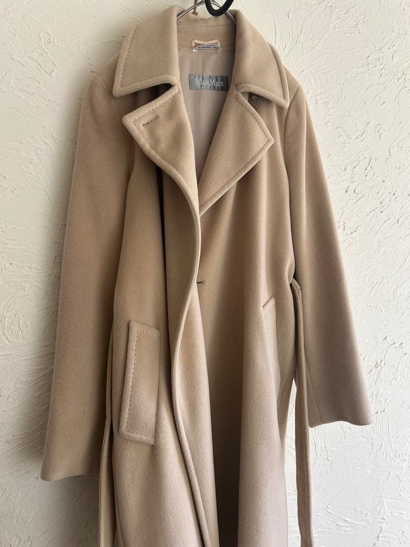 MAX MARA ロングコート アンゴラ ウール 銀タグ 裏地総柄
