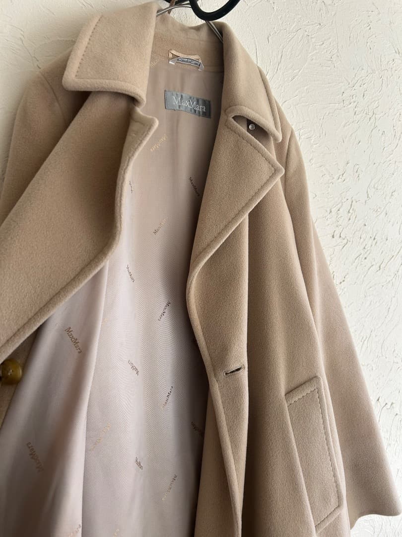 MAX MARA ロングコート アンゴラ ウール 銀タグ 裏地総柄