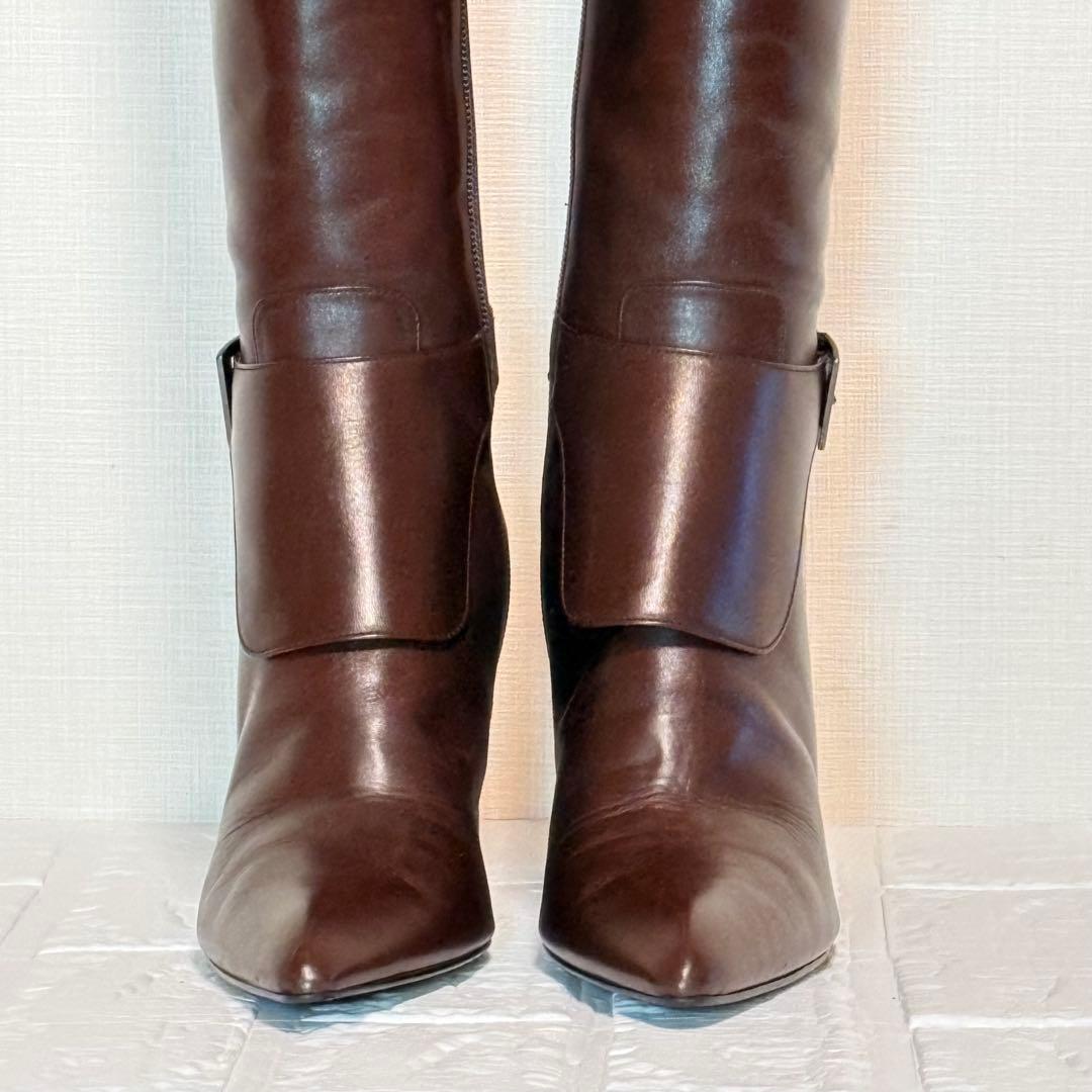 DIANA ダイアナ ロングブーツ ダークブラウン 24cm ポインテッドトゥ