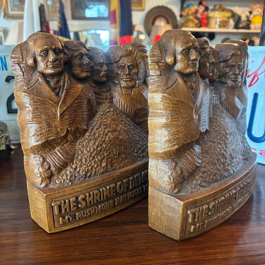 貴重レア！40's〜50's　ラシュモア山国立記念公園bookend USA書斎