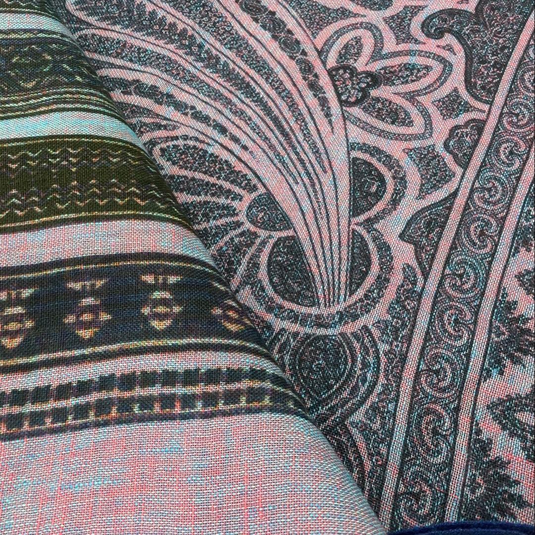 【未使用品】ETRO エトロ　ペイズリー柄　麻100% 大判ストール
