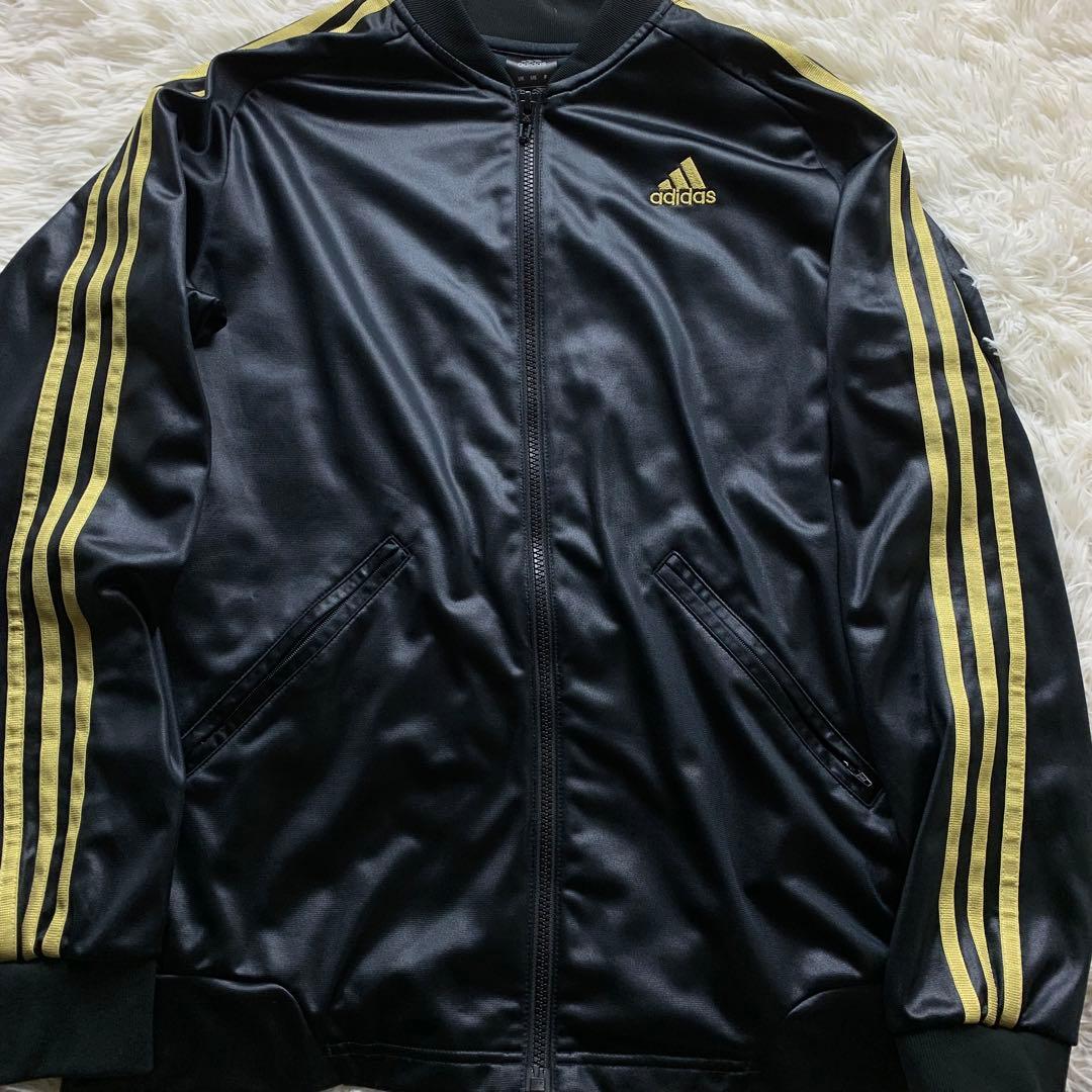 極美品■アディダス adidas ジャージ セットアップ 黒 金 L