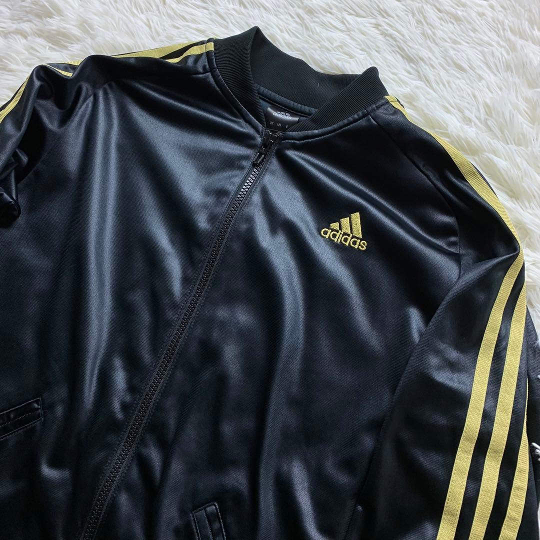 極美品■アディダス adidas ジャージ セットアップ 黒 金 L