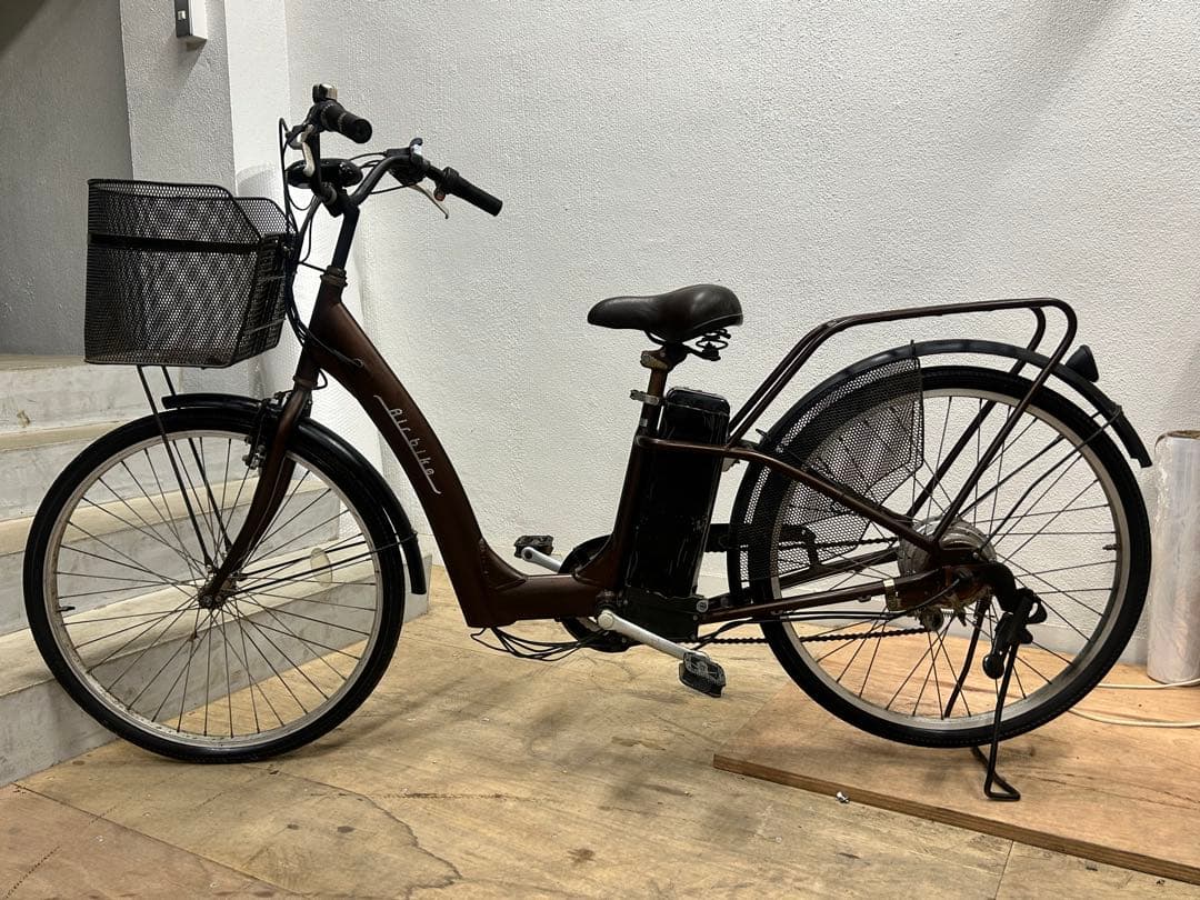【ジャンク】Air bike電動アシスト自転車 26インチ ブラウン カゴ付き