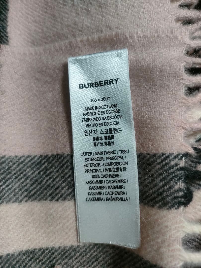 BURBERRY チェック カシミアスカーフペールキャンディピンク