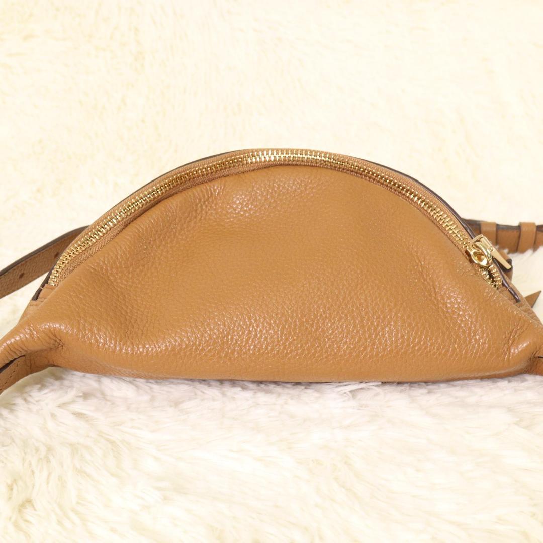 美品 COACH ボディバッグ レザー F48738　キャメル ウエストポーチ