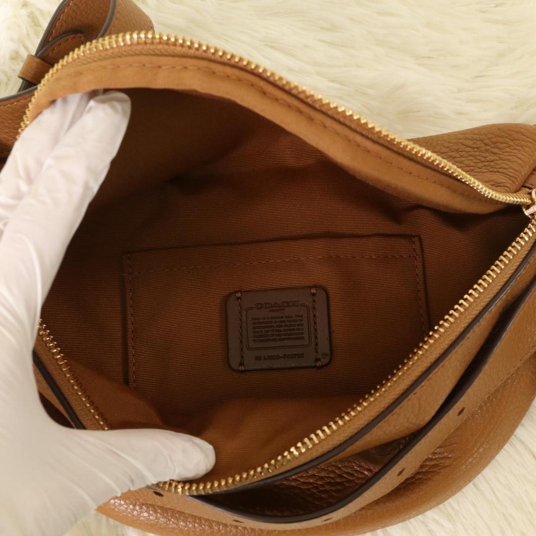 美品 COACH ボディバッグ レザー F48738　キャメル ウエストポーチ