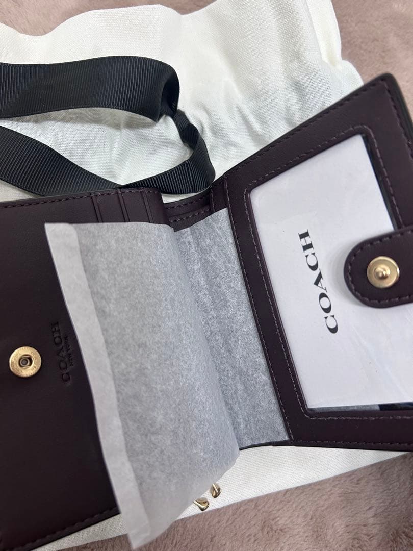 新品　正規品COACH コーチ　折り財布　ブラック　クロコダイル 二つ折り財布
