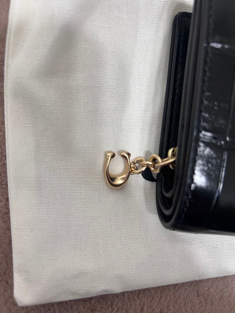 新品　正規品COACH コーチ　折り財布　ブラック　クロコダイル 二つ折り財布
