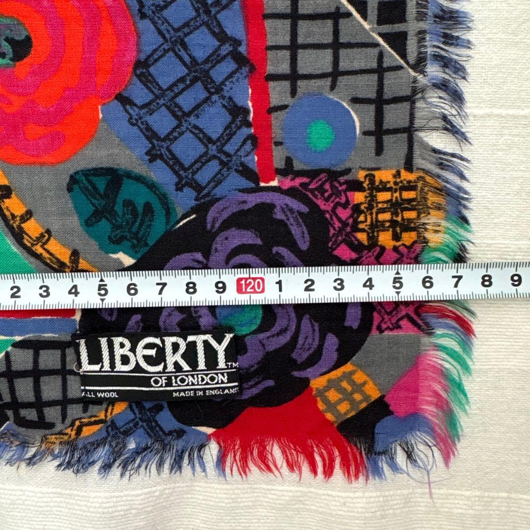イングランド製　LIBERTY ウール　ショール　リバティ　花柄　英国製