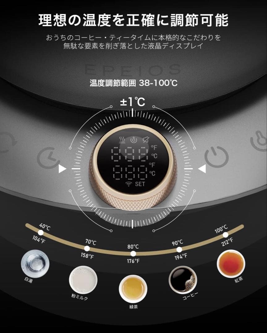 JM 様 EPEIOS 電気ケトル HummingBird 温度調節/タイマー付