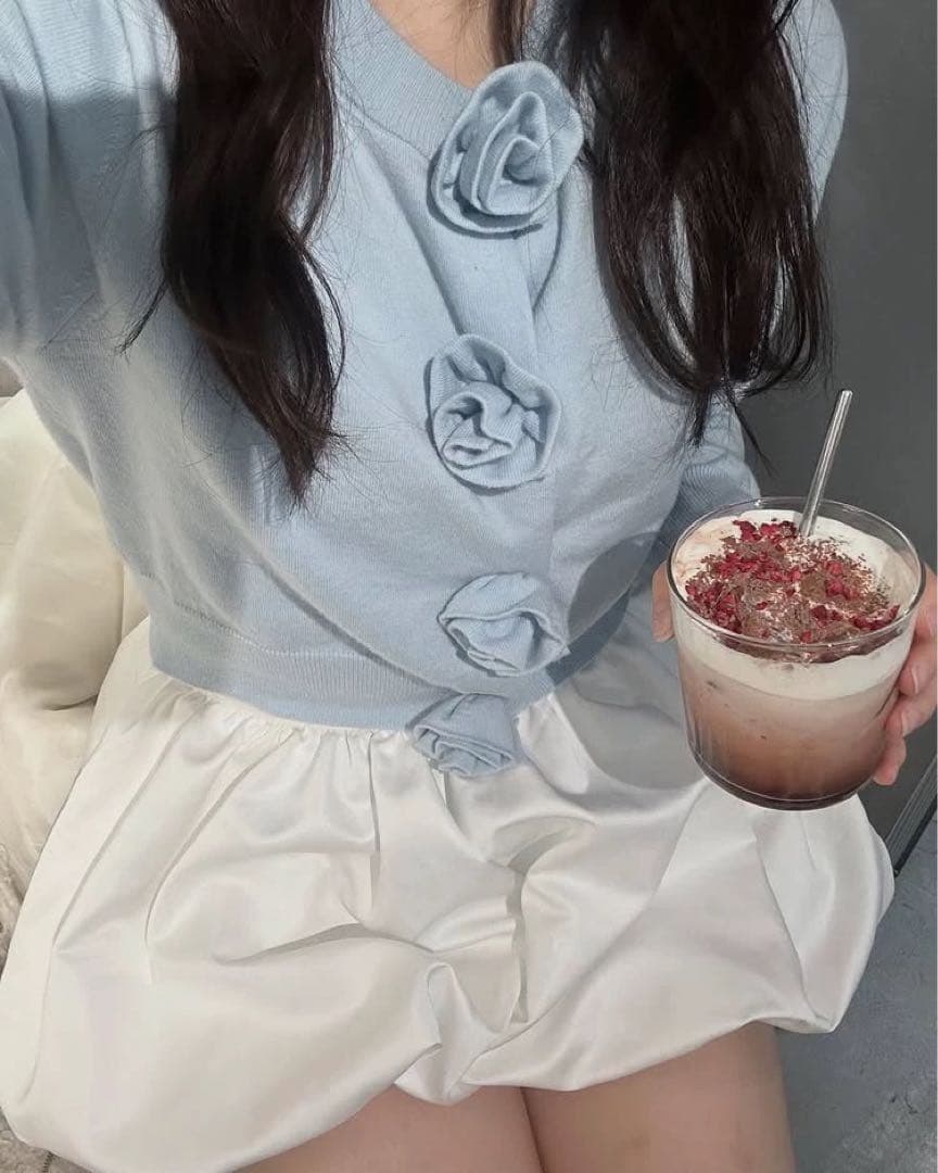 treatürself トリートユアセルフ カーディガン ローズ 水色