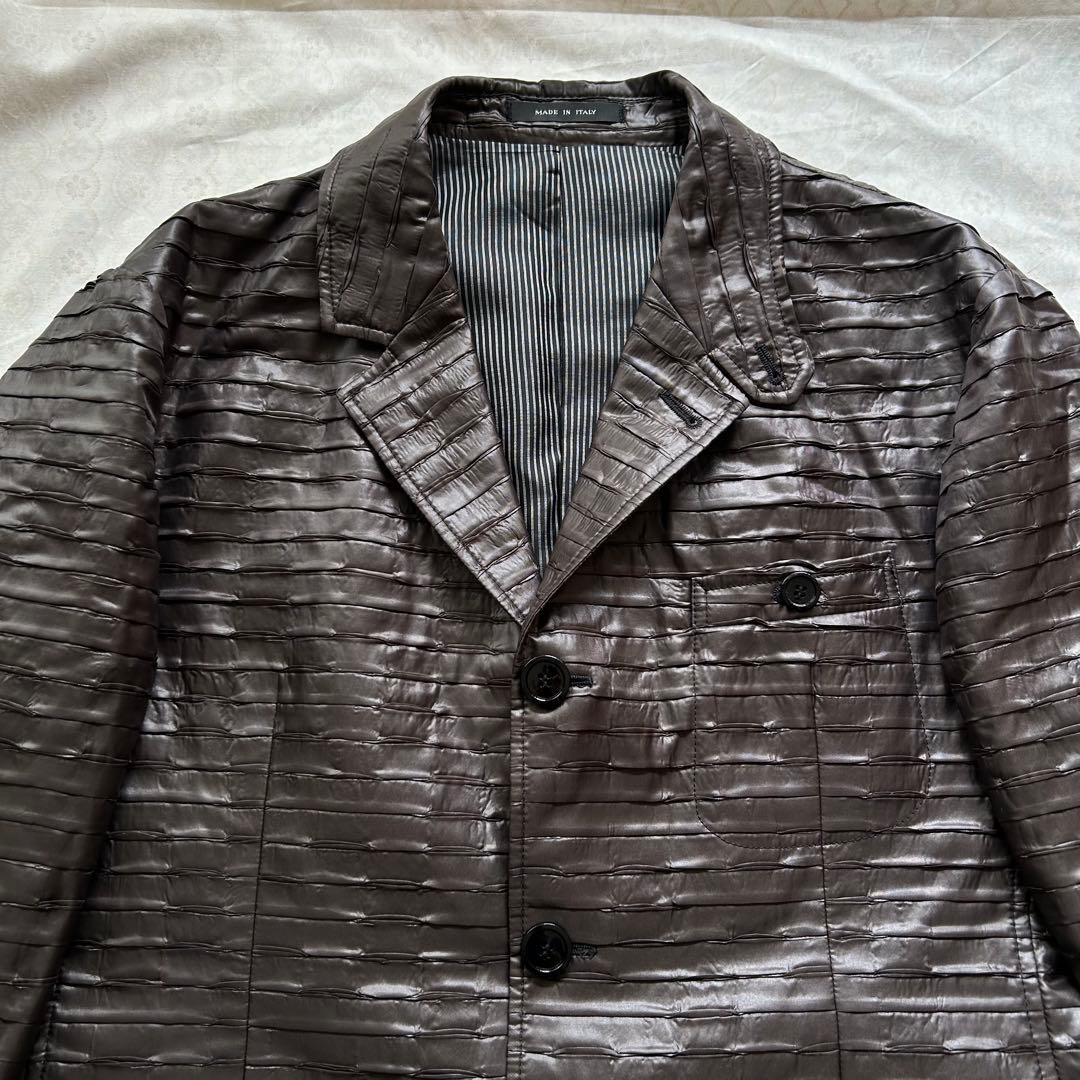 EMPORIO ARMANI シングルブレストジャケット　テクスチャー　焦茶