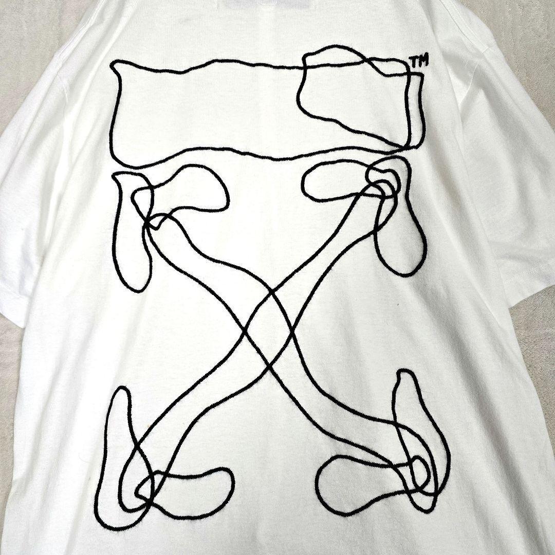 オフホワイト ヴァージルアブロー Tシャツ バックロゴ刺繍 オーバーサイズ XL