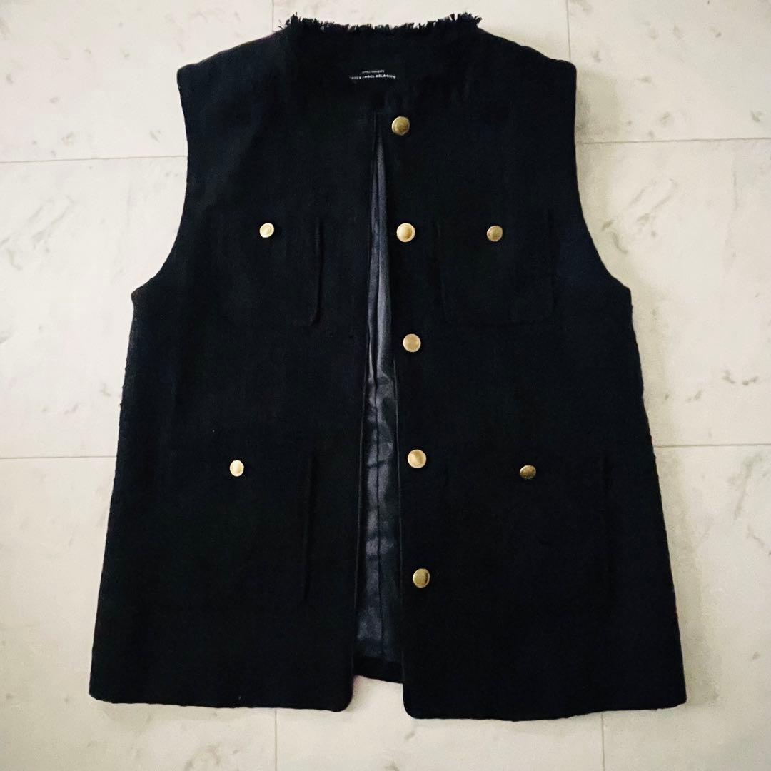 極美品UNITED ARROWS グリーンレーベル　ツイードフリンジベストジレ
