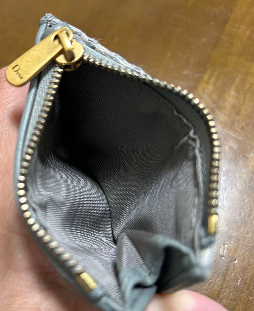 Dior 三つ折り財布 グレー キャンバス