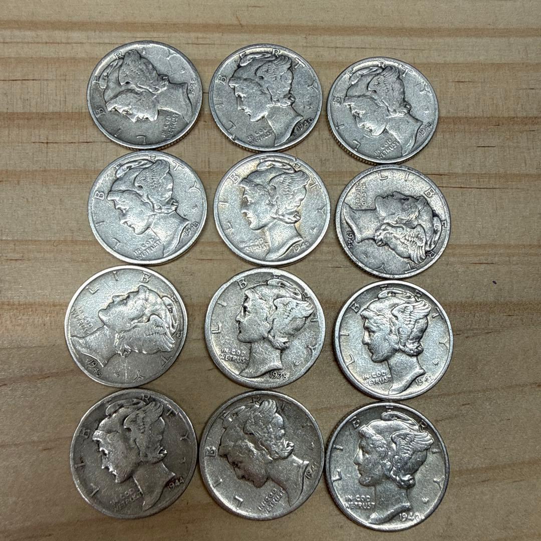 豆*び様 マーキュリー・ダイム 12枚セット アメリカ 銀貨