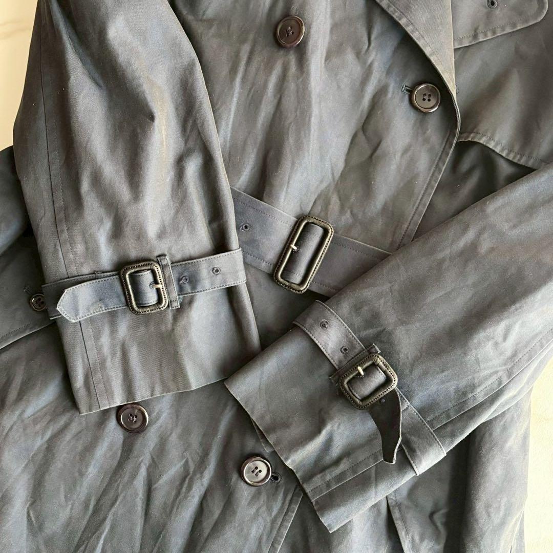 人気◆バーバリー ライナー ベルト付 トレンチコート ロング 紺色 M