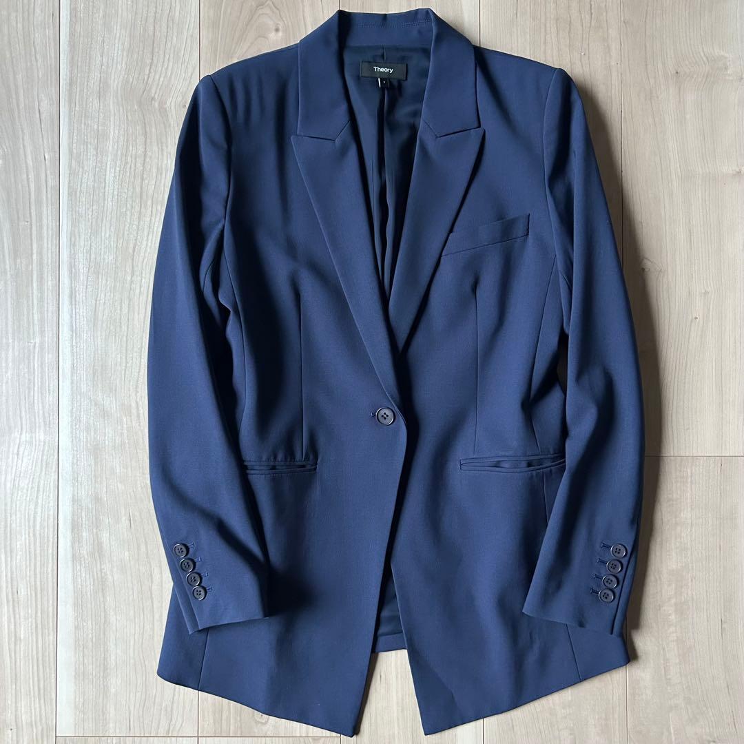 美品＊Theory【定価4.8万】 丈長め 新型テーラードジャケット 2 紺