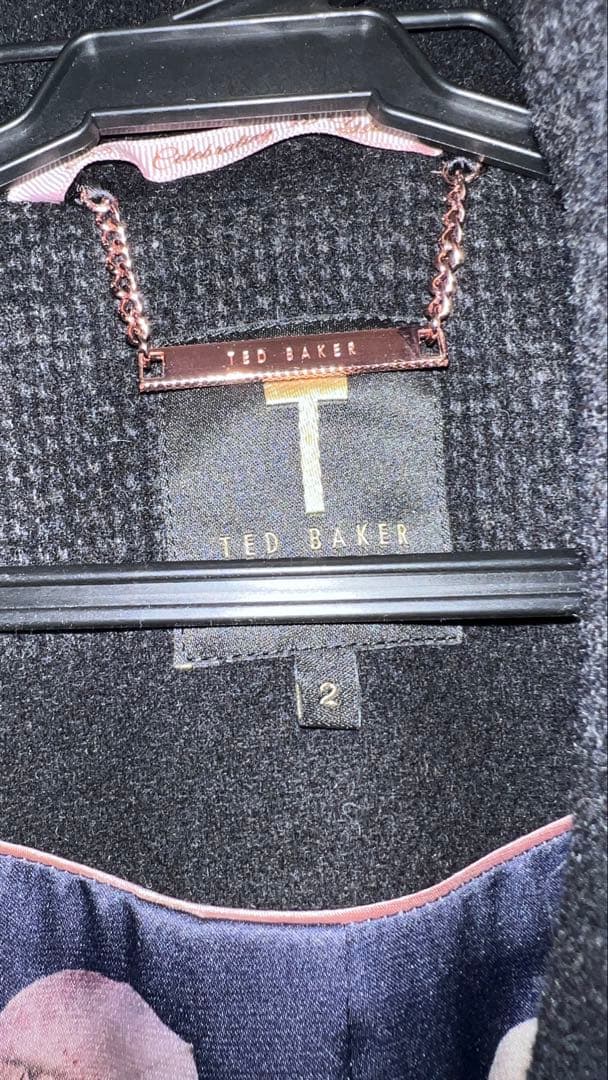 TED BAKER テッドベイカー ロングコート 裏地花柄 ストライプ ウール